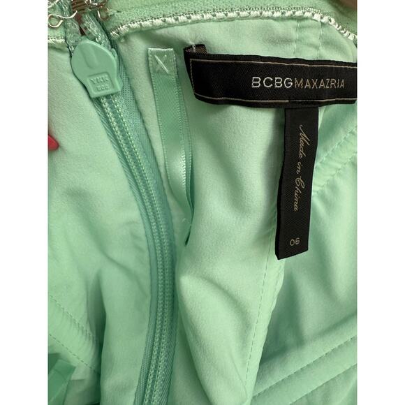 BCBG MAXAZRIA LILAH TIERED LACE STRAPLESS DRESS MSRP $368 NWOT Opaline Green - Picture 5 of 6